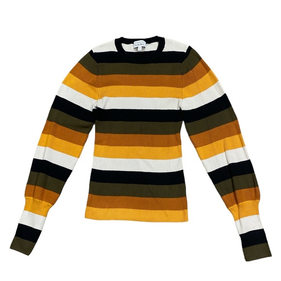 Fall multicolor ribbed knit ballon sleeve sweater - Picture 1 of 4